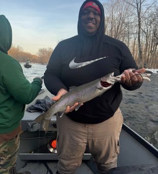 Cold-water rainbow trout action on the river!