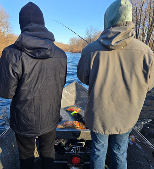 Action on the Salmon River with bent rod!