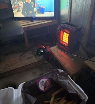 Keeping warm and waiting for the big one.