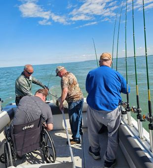 Charter fishing action in Port Clinton Ohio waters!