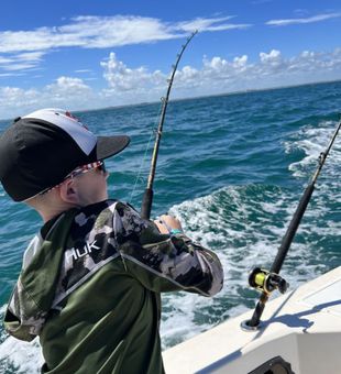 Florida fishing charter 🎣 Young angler hooked up offshore!