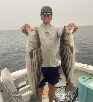Double striped bass success on Cape Cod waters!