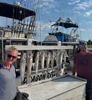 Dockside victory – Lake Trout lined up after a great day!