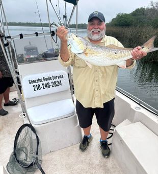 Pumped angler: Big Redfish with Gonzalez Guide
