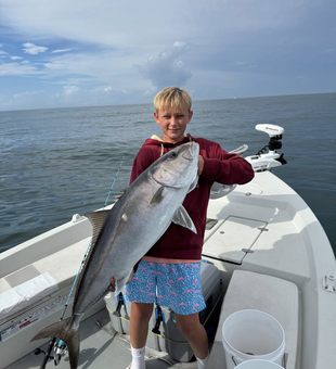 Amberjack excitement on today’s St. Petersburg deep sea fishing adventure.