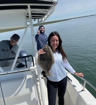 Bright flounder catch on a Somers Point NJ back bay charter