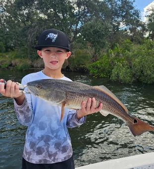 Young Angler and his redfish catch - Tampa, FL.