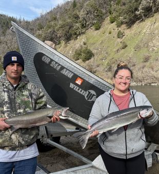 Solid steelhead catch river fishing Willie drift boat