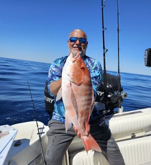 Strong Red Snapper on an Oak Island offshore fishing charter