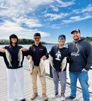 A great day chasing striped bass and largemouth bass on Lake Hartwell out of Townville, SC with steady action on the water.