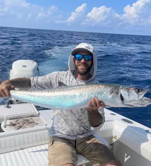 Wahoo fish leaping out of the crystal blue waters!