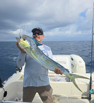 Reeling in a huge Mahi Mahi off Sebastian's coast!
