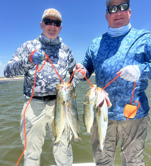 Triple threat: Spotted Weakfish falling for the jigging technique!