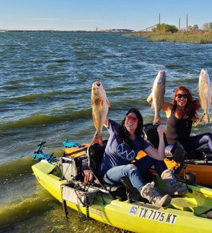 Hook into giant Calaveras Lake redfish