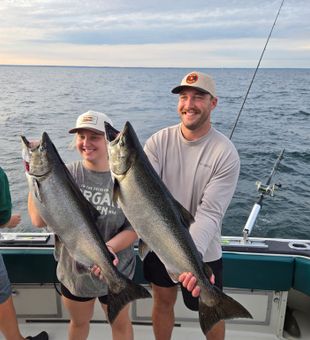 Double catch success on Lake Ontario — two hefty King Salmon in one trip!