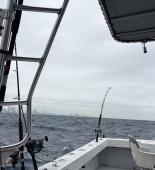 Choppy offshore fishing action setup