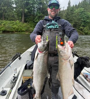 Double Chinook salmon success in Rockport TX waters!