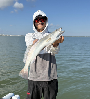 Great catch using deep sea jigging techniques! Clear conditions made for an exciting adventure on the water.