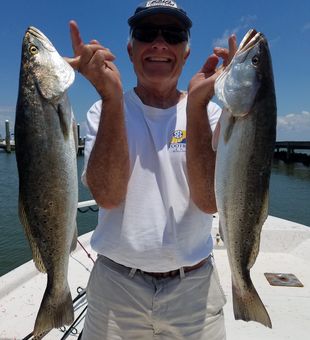 Double speckled trout success in Fort Morgan waters!