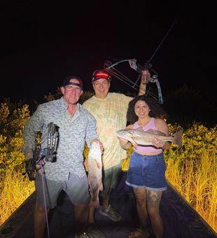 Grand Isle redfish doubled up on the night bite!