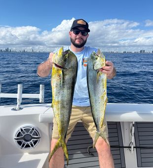 Double mahi mahi success in North Miami waters!