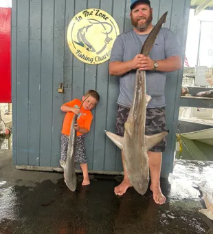 Kids are welcomed aboard. Shark fishing trip!