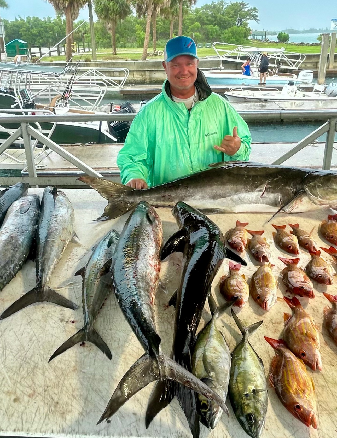 Outstanding mixed bag with cobia, king mackerel, and lane snapper!