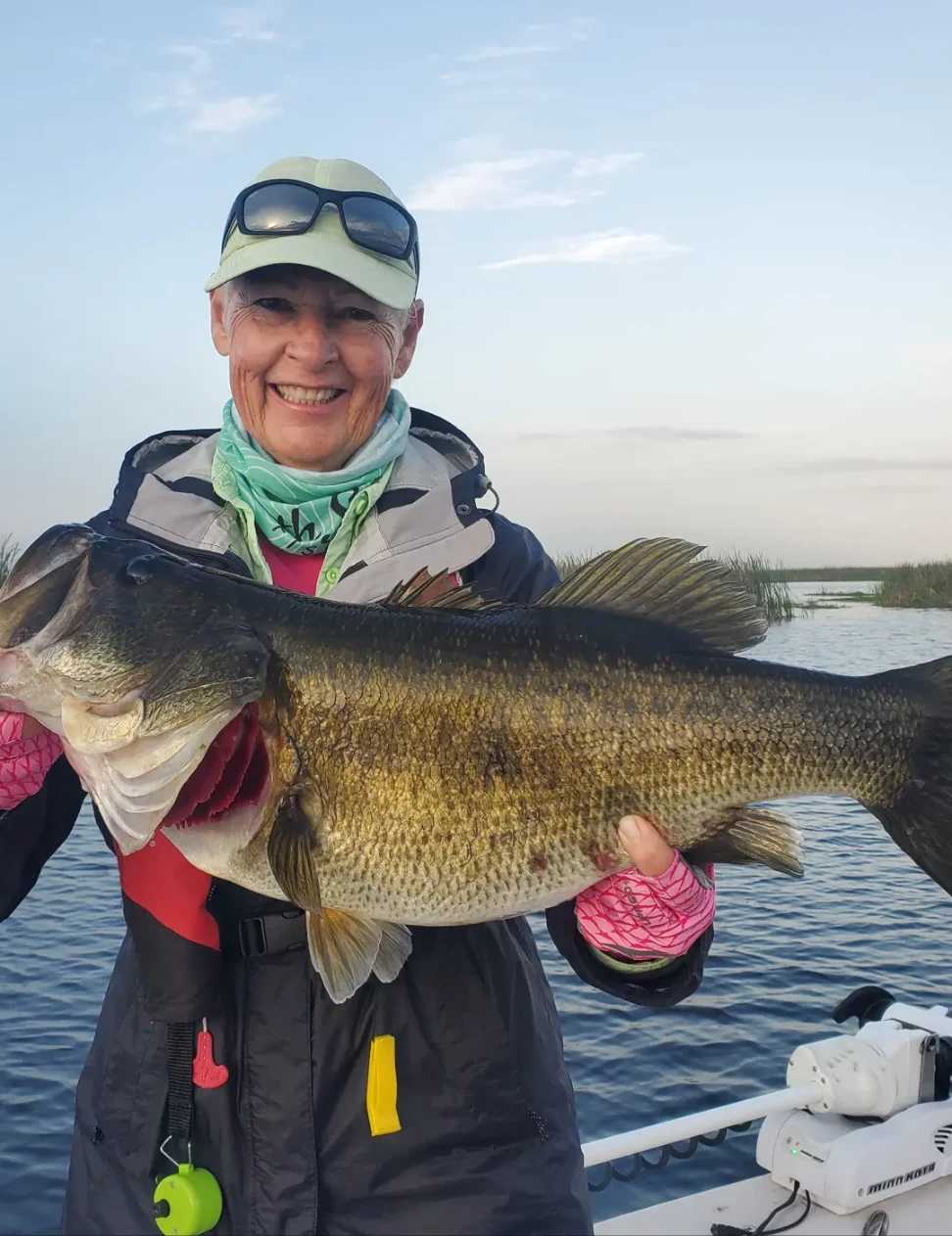 Bass action underway on the 22ft Pathfinder boat.