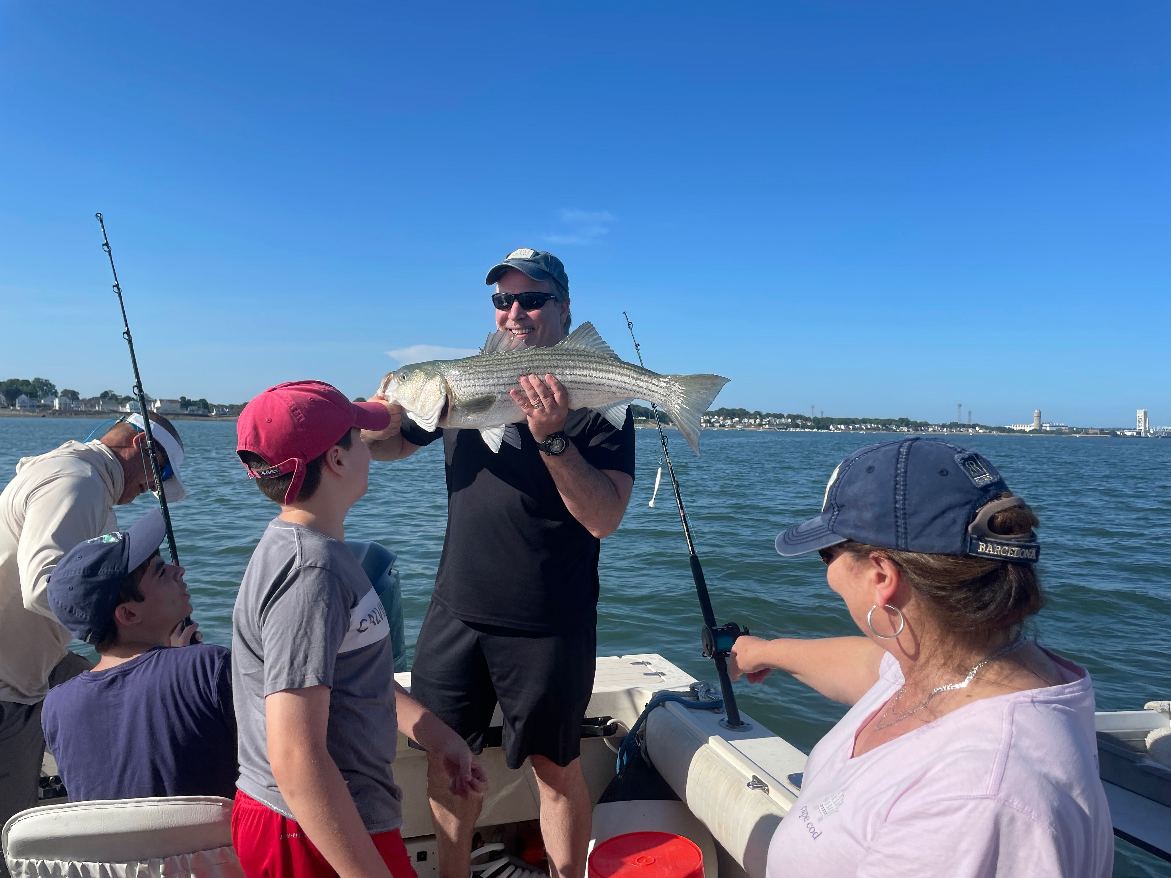 Beautiful Hingham striped bass from today's charter!