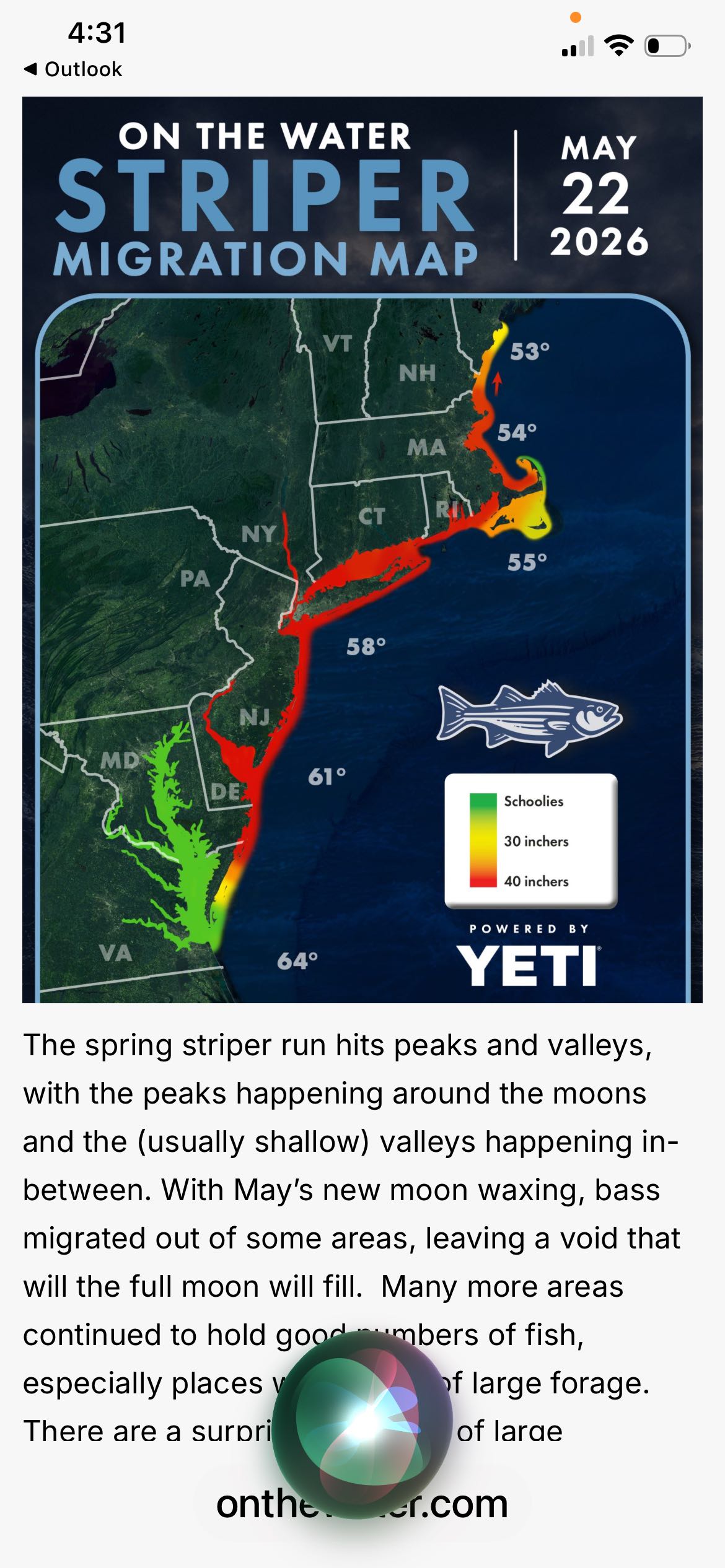 Spring striper run peaks and valleys mapped perfectly!