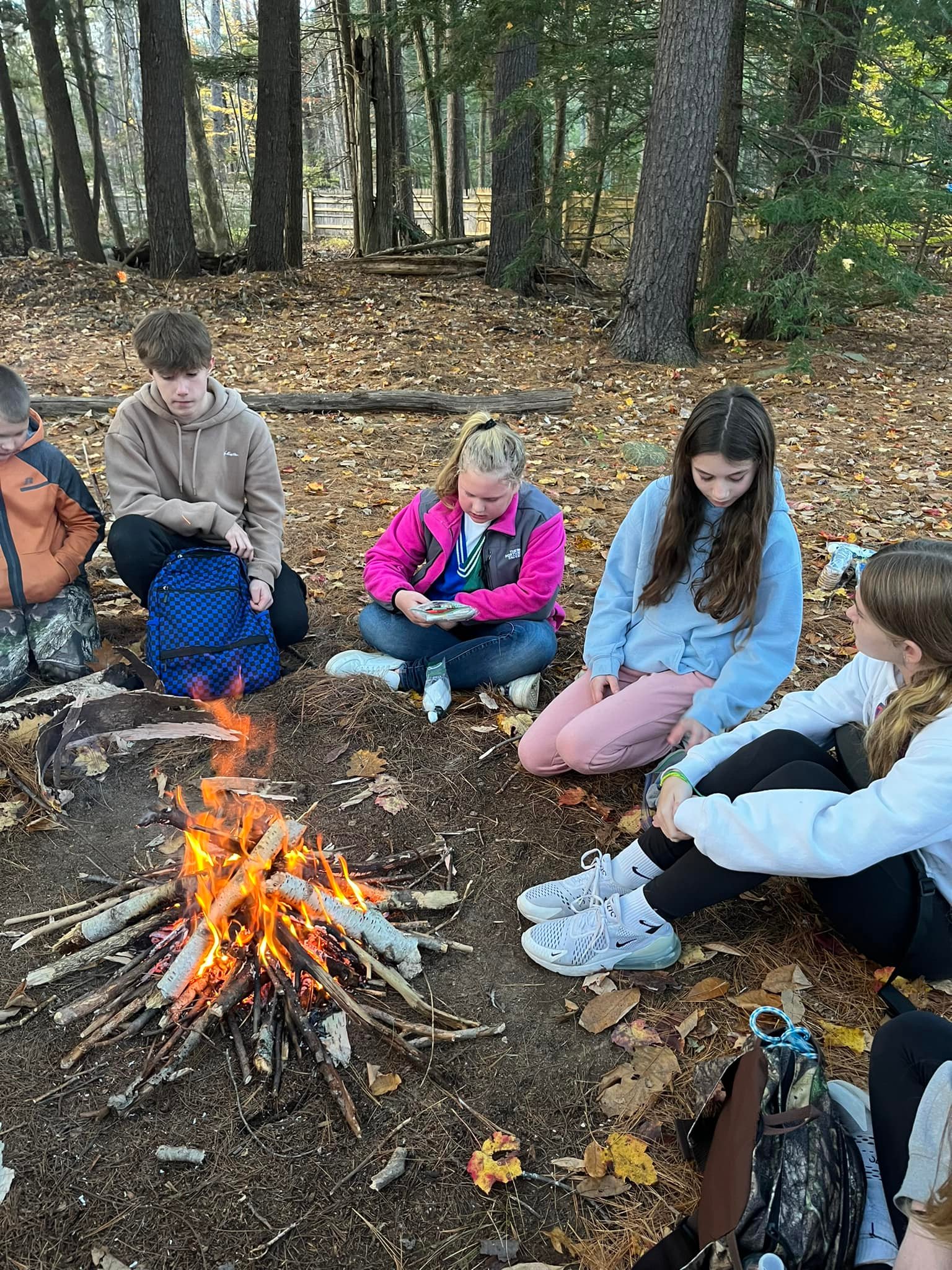 Relaxing campfire moment.