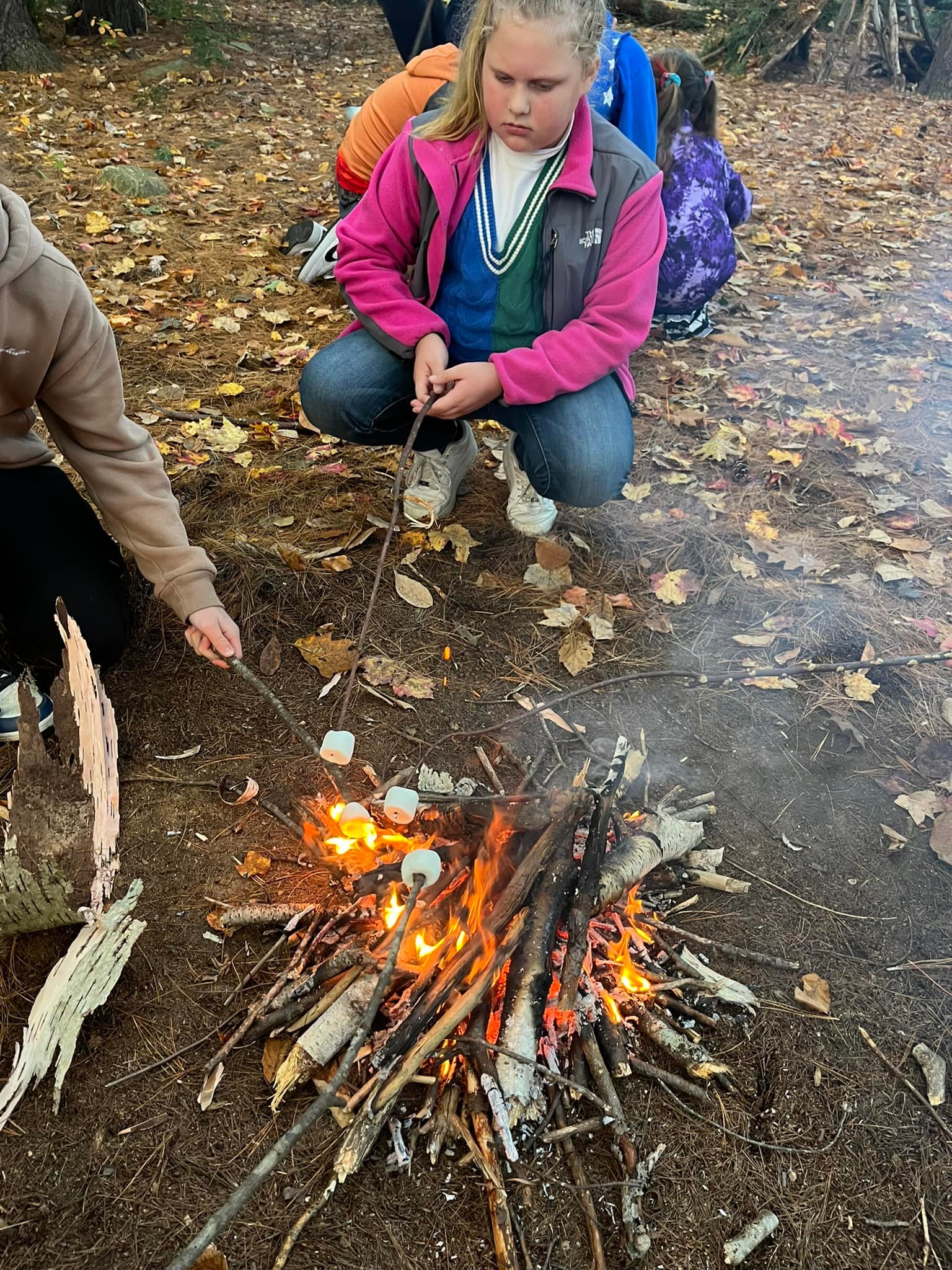 Enjoyable marshmallow roasting.