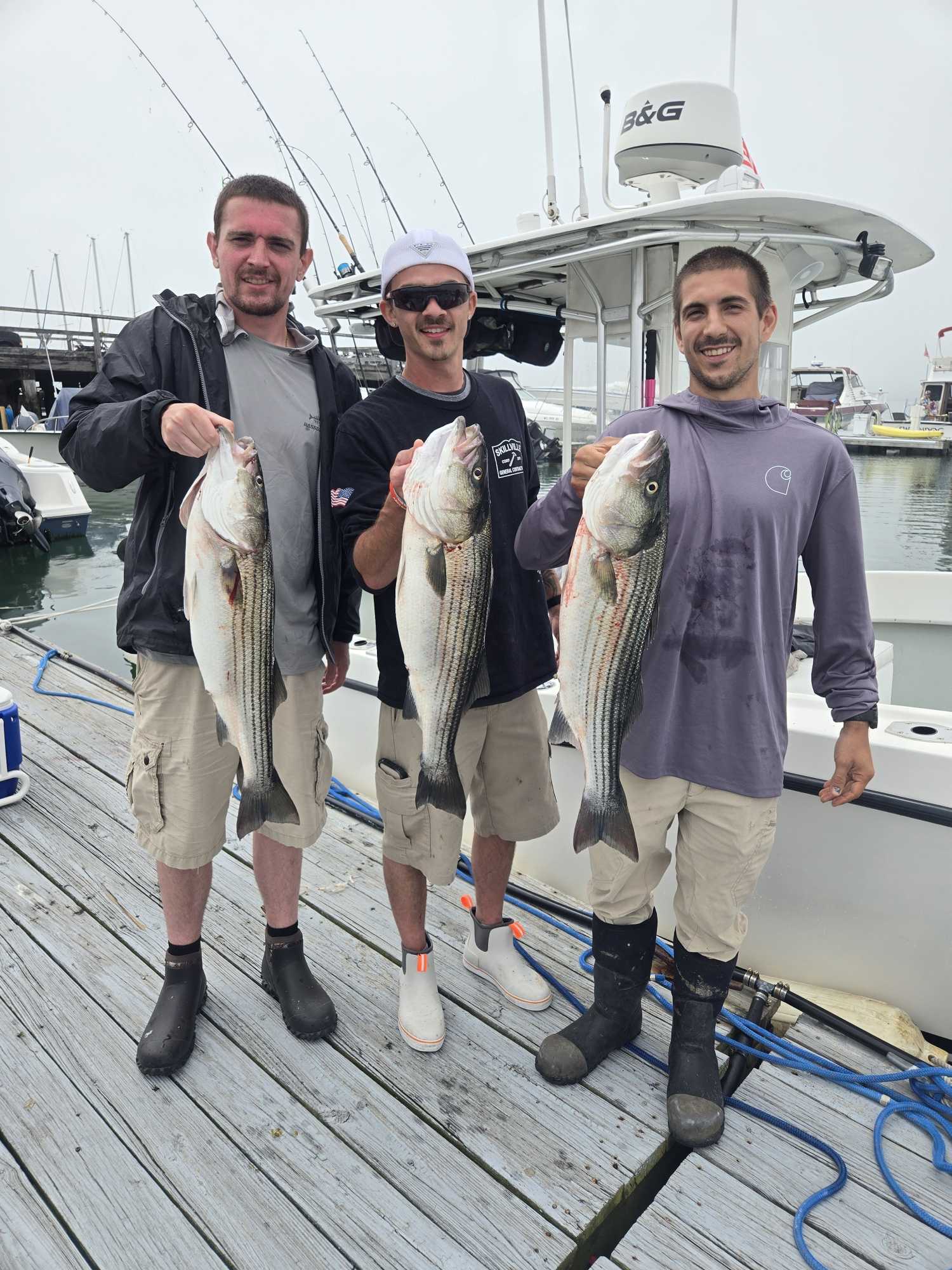 Triple striped bass success in Winthrop MA!