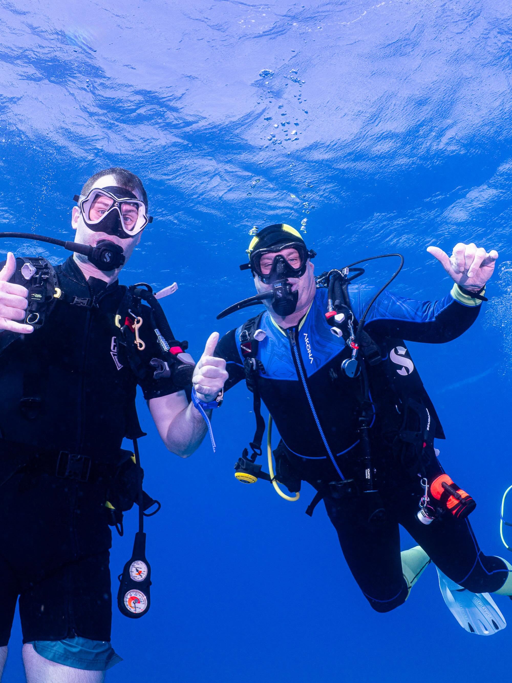 Floating above a living reef world.