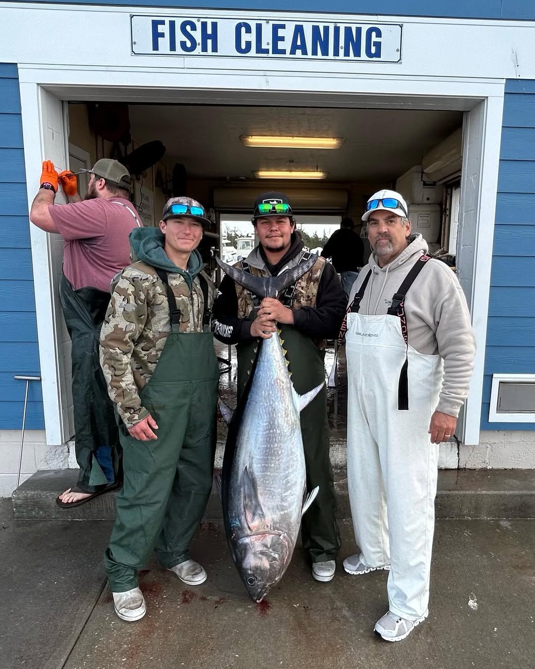 Massive bluefin tuna ready for cleaning in Rehoboth Beach!
