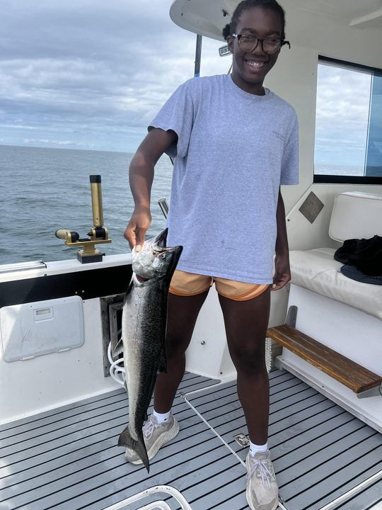 Beautiful Lake Ontario Chinook salmon caught trolling!