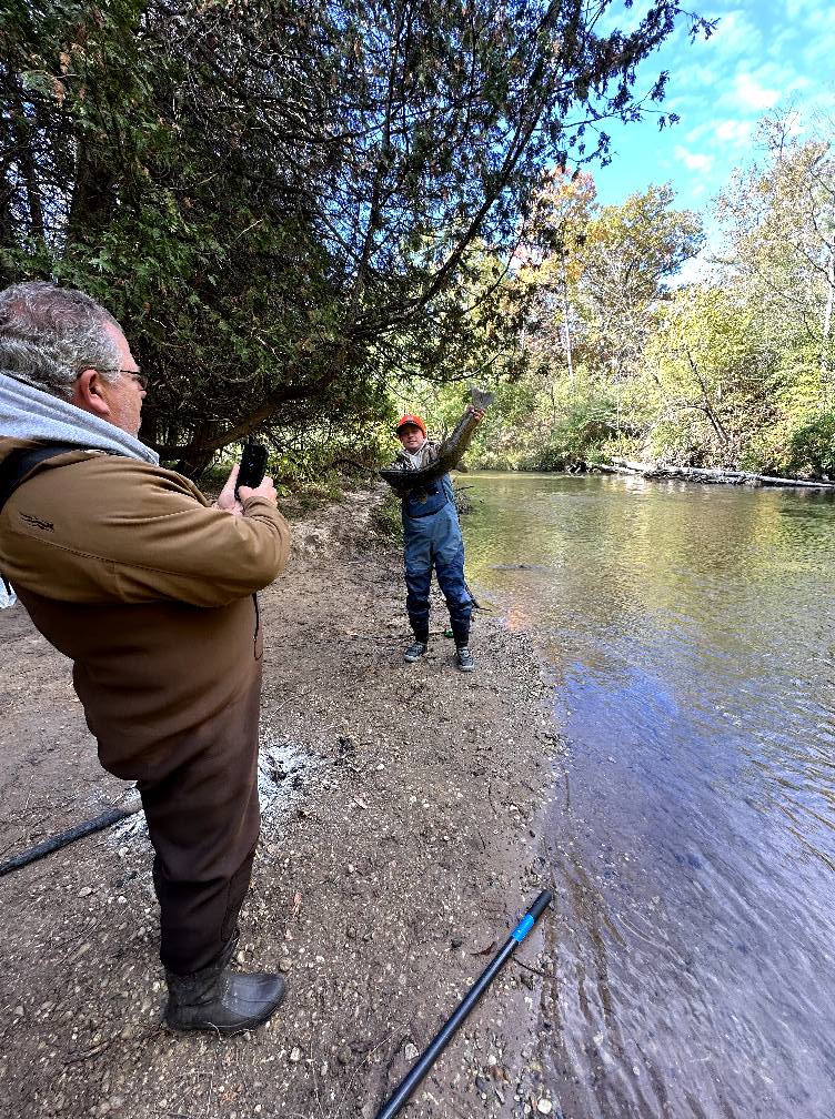 Wild river trout catch, freshwater fishing action
