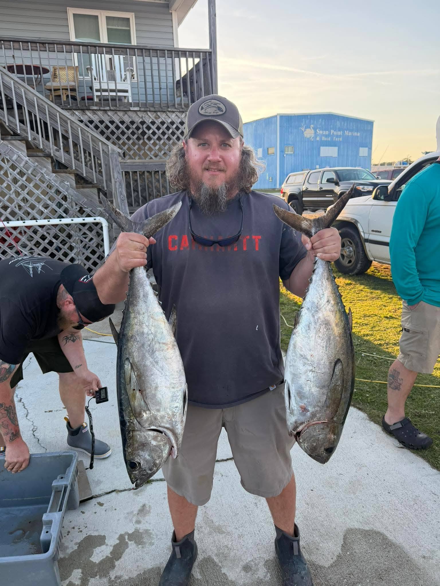 Double blackfin tuna success in Sneads Ferry!