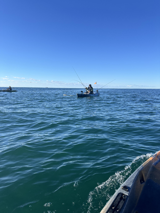 Light tackle adventure on the waters of Newport RI - clear skies make for the best fishing conditions!