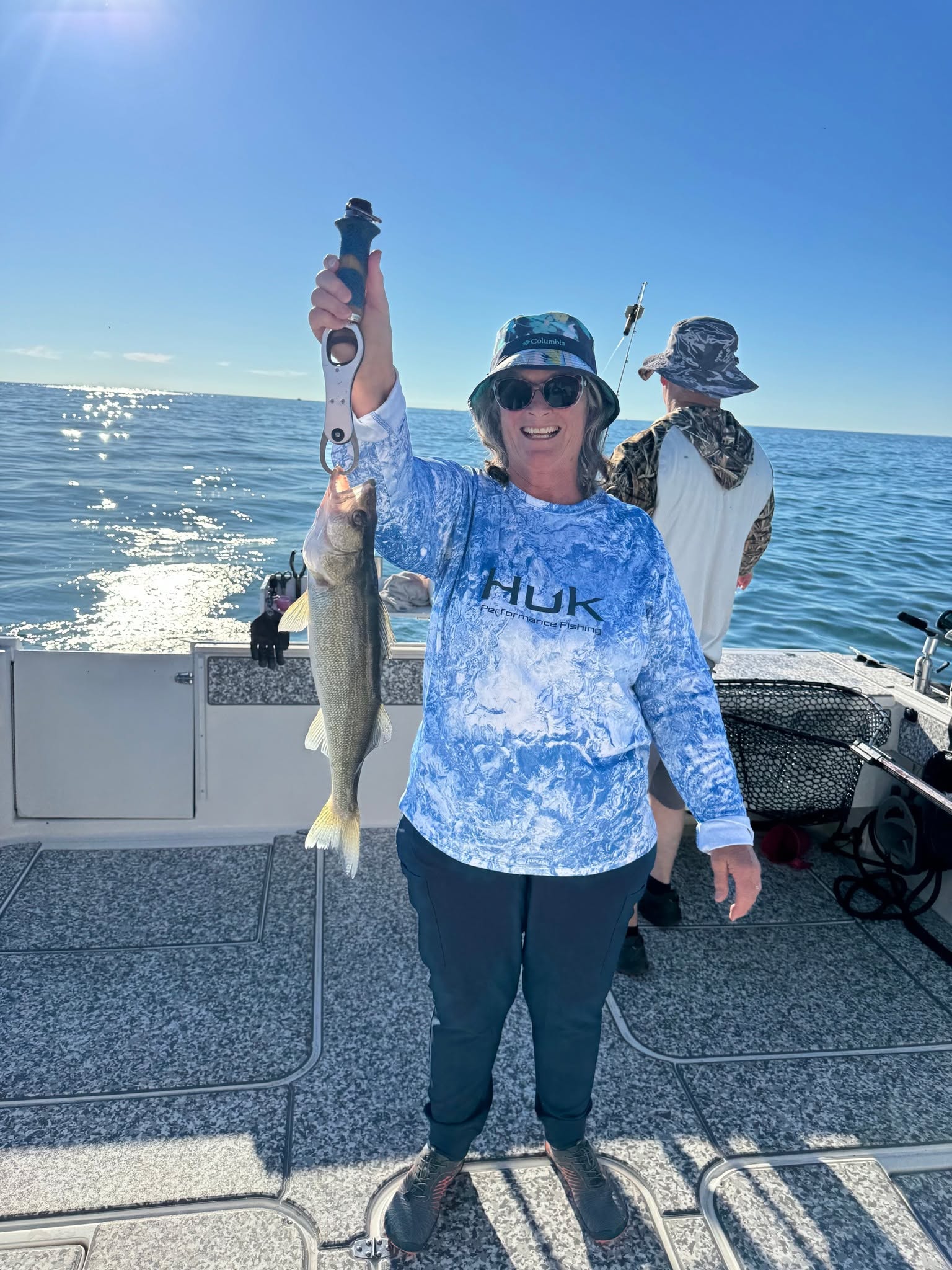 Sunny walleye fishing catch