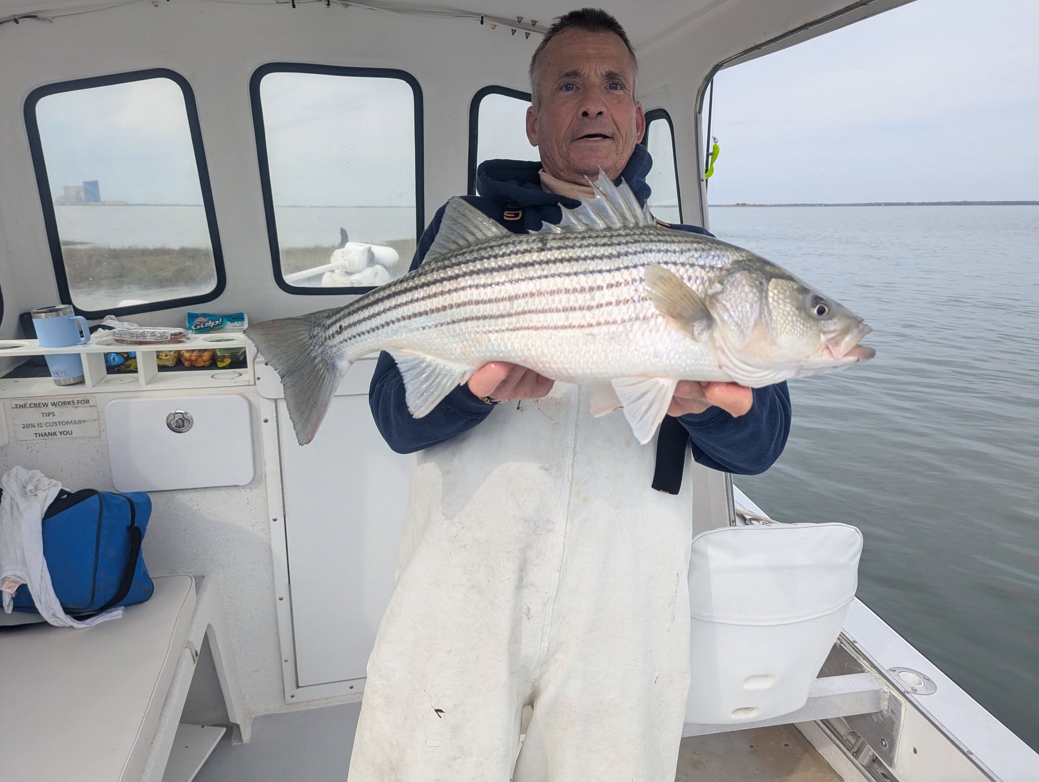 Nice Brigantine striped bass making the trip worthwhile!