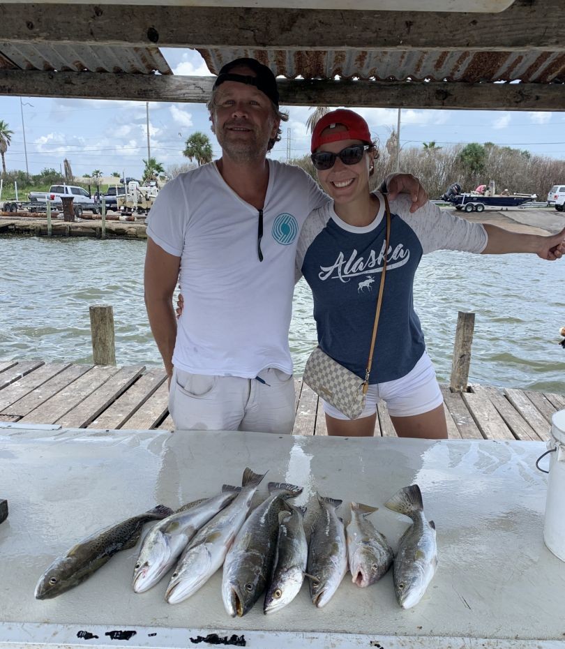 Nice Galveston Bay speckled trout catch.