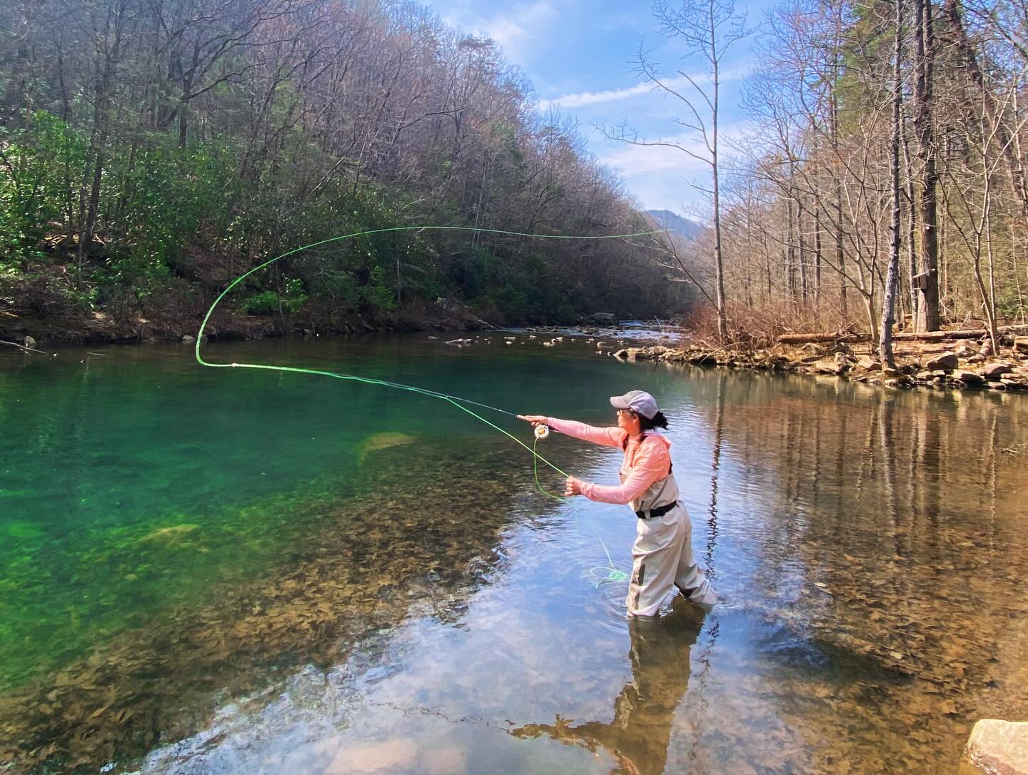 Perfect cast on Chattanooga waters with rod bent tight!