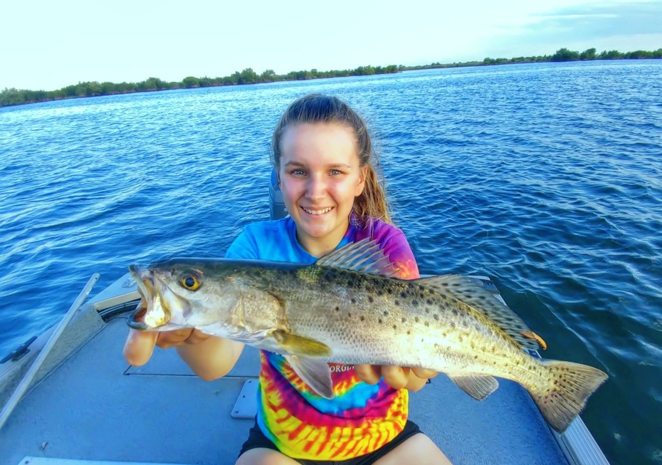Young Angler and her Sea Trout catch! - St. Marks, FL.