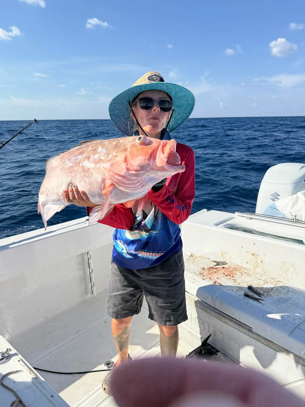 Proud catch! Red Grouper, Carrabelle offshore fishing charter