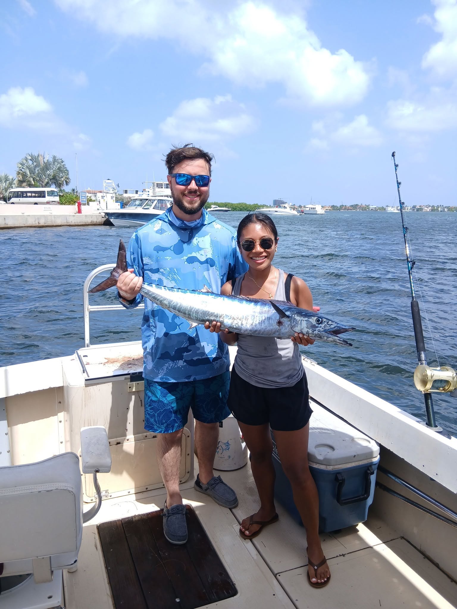 Impressive wahoo fishing catch.