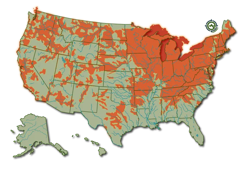 Smallmouth bass Map of Habitat