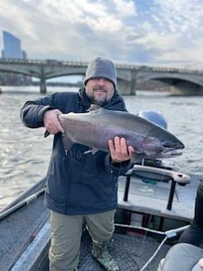 Fisherman posing with catch in Wyoming