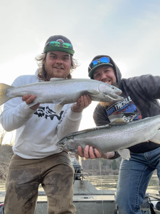 Two large rainbow trout caught while fishing in Frankfort