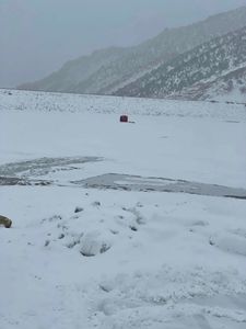 Scenic landscape in Colorado with fishing gear